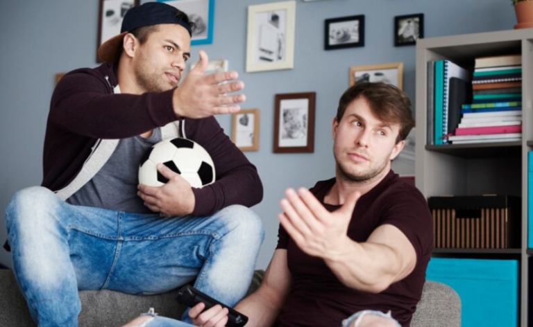 A collection of diverse fantasy football players and team symbols on a colorful background